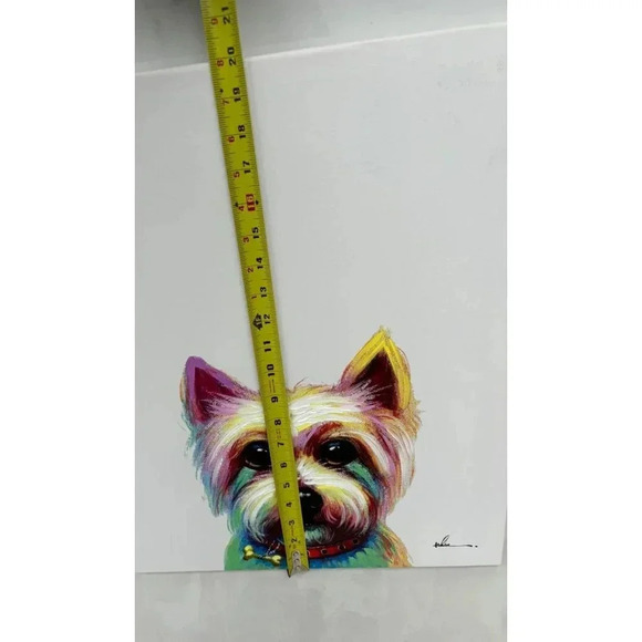 Handpainted Canvas of a Multicolor Yorkie Home Decor Dog Lovers Art Printed - Picture 7 of 8
